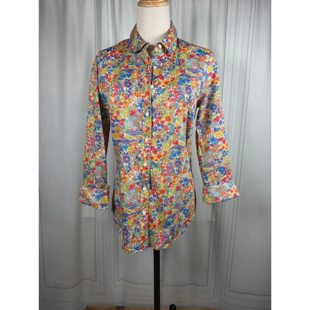 J.Crew Liberty Art Fabrics Floral Button Down Shirt Margaret Annie Print 4 Faded